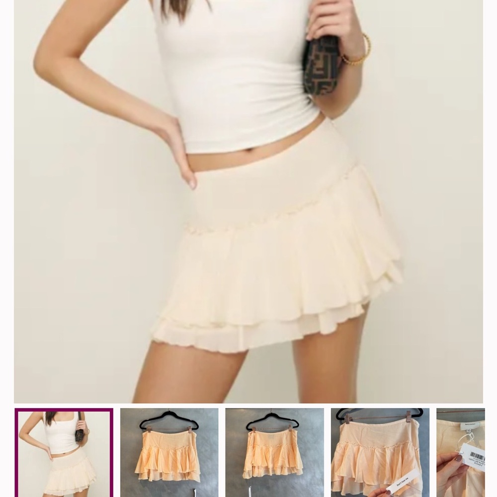 Adina low waisted Cream Layered Skirt